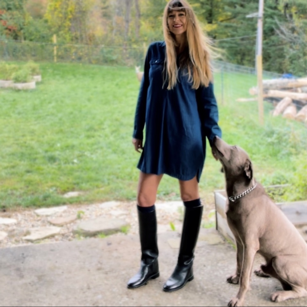 Old Navy Navy Long-Sleeve Shirt Dress